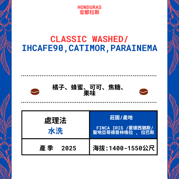 571-經典水洗--- Finca Iris /蒙德西猶斯/光復德普林格拉 , 拉巴斯,宏都拉斯 2025 年
