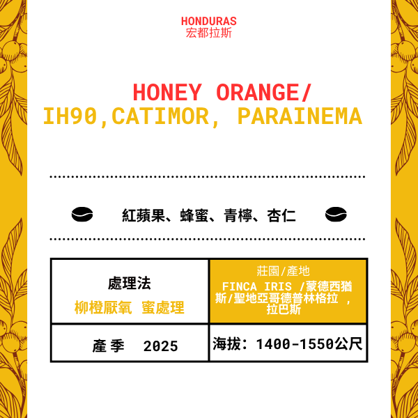 572-蜜橙--- Finca Iris /蒙德西猶斯/光復德普林格拉 , 拉巴斯,宏都拉斯 2025年